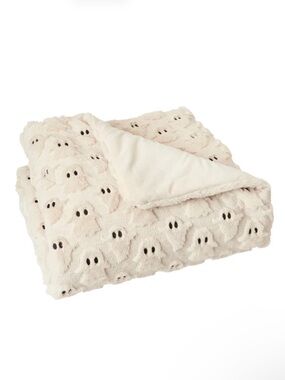 NWT Costco Halloween Faux Fur Throw Blanket Ghost